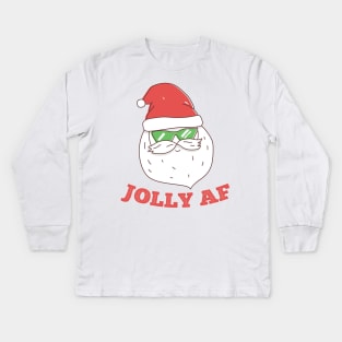 Jolly AF Funny Santa Kids Long Sleeve T-Shirt